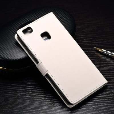 Huawei P9 Lite (Huawei Ascend P9 Lite, Huawei G9 Lite) atverčiamas baltas odinis dėklas - piniginė / Priedai.lt