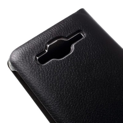 Samsung Galaxy J3 2016 (J320) juodas odinis atverčiamas Smart Wallet dėklas - piniginė / Priedai.lt