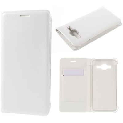 Samsung Galaxy J3 2016 (J320) baltas odinis atverčiamas Smart Wallet dėklas - piniginė / Priedai.lt