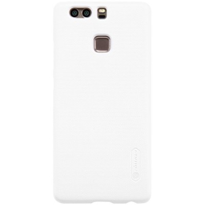 Huawei P9 Nillkin Frosted Shield baltas plastikinis dėklas + apsauginė ekrano plėvelė / Priedai.lt
