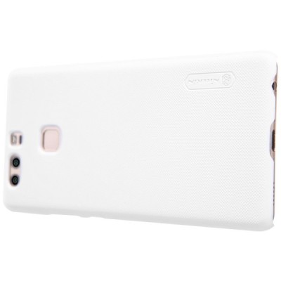 Huawei P9 Nillkin Frosted Shield baltas plastikinis dėklas + apsauginė ekrano plėvelė / Priedai.lt