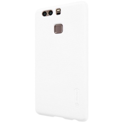 Huawei P9 Nillkin Frosted Shield baltas plastikinis dėklas + apsauginė ekrano plėvelė / Priedai.lt