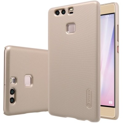 Huawei P9 Nillkin Frosted Shield auksinis plastikinis dėklas + apsauginė ekrano plėvelė / Priedai.lt