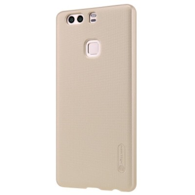 Huawei P9 Plus Nillkin Frosted Shield auksinis plastikinis dėklas + apsauginė ekrano plėvelė / Priedai.lt