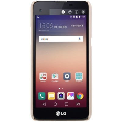 LG X-Screen (K500N) Nillkin Frosted Shield auksinis plastikinis dėklas + apsauginė ekrano plėvelė / Priedai.lt