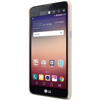 LG X-Screen (K500N) Nillkin Frosted Shield auksinis plastikinis dėklas + apsauginė ekrano plėvelė / Priedai.lt