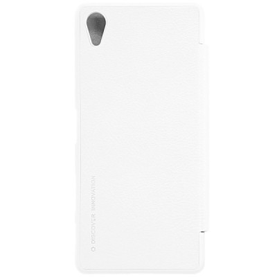 Prabangus „Nillkin“ Qin serijos baltas odinis atverčiamas Sony Xperia X Performance dėklas / Priedai.lt
