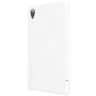 Prabangus „Nillkin“ Qin serijos baltas odinis atverčiamas Sony Xperia X Performance dėklas / Priedai.lt
