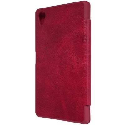 Prabangus „Nillkin“ Qin serijos raudonas odinis atverčiamas Sony Xperia X Performance dėklas / Priedai.lt