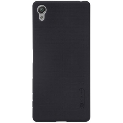 Nillkin Frosted Shield Sony Xperia X Performance juodas plastikinis dėklas + apsauginė ekrano plėvelė / Priedai.lt