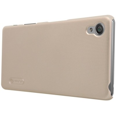Nillkin Frosted Shield Sony Xperia X Performance auksinis plastikinis dėklas + apsauginė ekrano plėvelė / Priedai.lt