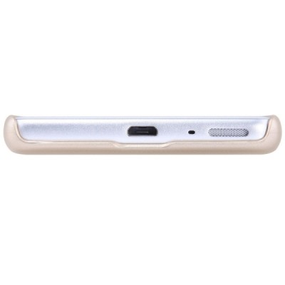 Nillkin Frosted Shield Sony Xperia XA auksinis plastikinis dėklas + apsauginė ekrano plėvelė / Priedai.lt