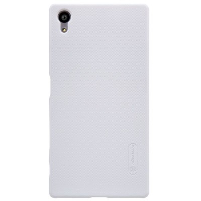 Sony Xperia Z5 Nillkin Frosted Shield baltas plastikinis dėklas + apsauginė ekrano plėvelė / Priedai.lt