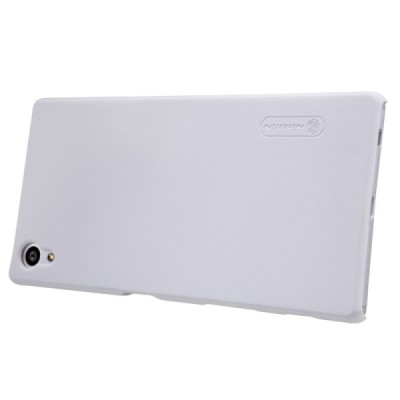 Sony Xperia Z5 Nillkin Frosted Shield baltas plastikinis dėklas + apsauginė ekrano plėvelė / Priedai.lt