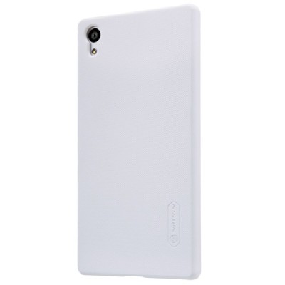 Sony Xperia Z5 Nillkin Frosted Shield baltas plastikinis dėklas + apsauginė ekrano plėvelė / Priedai.lt