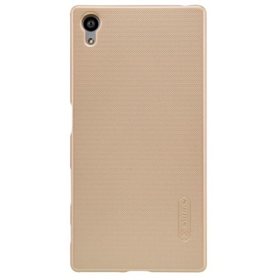 Sony Xperia Z5 Nillkin Frosted Shield auksinis plastikinis dėklas + apsauginė ekrano plėvelė / Priedai.lt