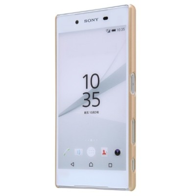 Sony Xperia Z5 Nillkin Frosted Shield auksinis plastikinis dėklas + apsauginė ekrano plėvelė / Priedai.lt