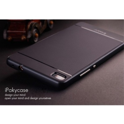 Huawei P8 „IPAKY“ kieto silikono TPU juodas (juodais apvadais) dėklas - nugarėlė / Priedai.lt