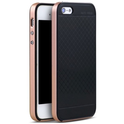 Apple iPhone SE, Apple iPhone 5 ir Apple iPhone 5S „IPAKY“ kieto silikono TPU juodas (rožiniais apvadais) dėklas - nugarėlė / Pr