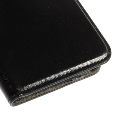 HTC Desire EYE atverčiamas juodas odinis dėklas - piniginė / Priedai.lt