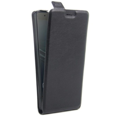 Huawei P9 Plus (Huawei Ascend P9 Plus) klasikinis vertikaliai atverčiamas juodas odinis dėklas / Priedai.lt