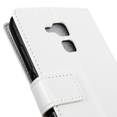 Huawei Honor 5c ir Huawei Honor 7 Lite atverčiamas baltas odinis dėklas, knygutė - piniginė / Priedai.lt