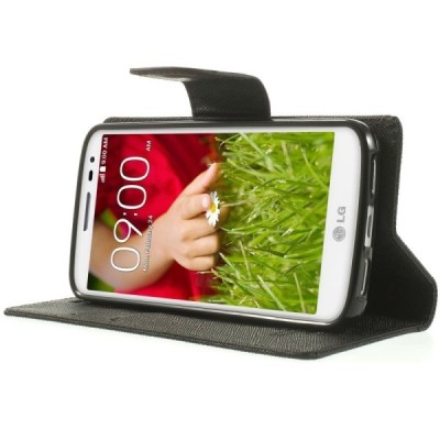 LG G2 mini (D620, D618) Mercury juodas atverčiamas dėklas - piniginė / Priedai.lt