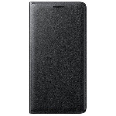 Samsung Galaxy J3 2016 (J320) originalus Flip Wallet Cover atverčiamas juodas odinis dėklas - piniginė / Priedai.lt