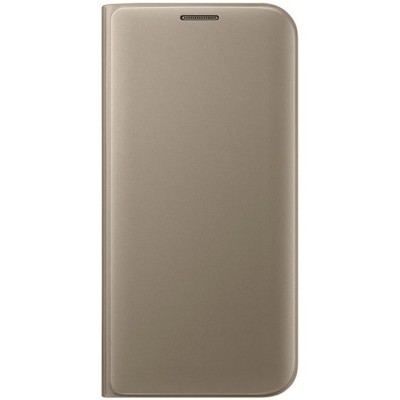 Samsung Galaxy S7 Edge (G935) originalus Flip Wallet Cover atverčiamas auksinis odinis dėklas - piniginė / Priedai.lt