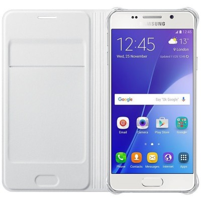 Samsung Galaxy A3 (2016) A310 originalus Flip Wallet Cover EF-WA310 atverčiamas baltas odinis dėklas - piniginė / Priedai.lt