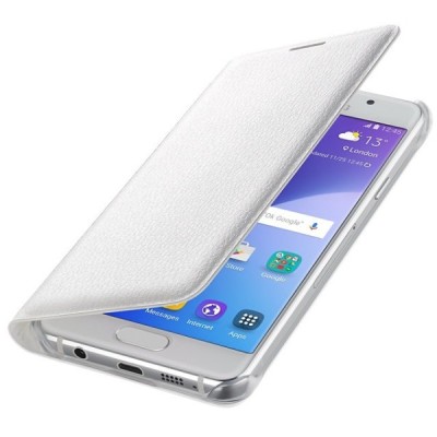 Samsung Galaxy A3 (2016) A310 originalus Flip Wallet Cover EF-WA310 atverčiamas baltas odinis dėklas - piniginė / Priedai.lt