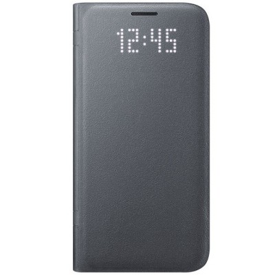 Samsung Galaxy S7 (G930) originalus Led View Cover atverčiamas juodas odinis dėklas - piniginė / Priedai.lt