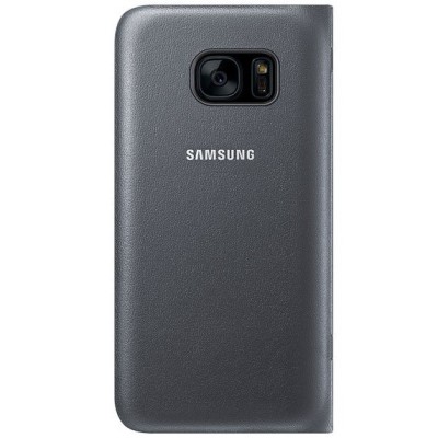Samsung Galaxy S7 (G930) originalus Led View Cover atverčiamas juodas odinis dėklas - piniginė / Priedai.lt