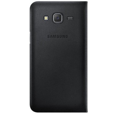 Samsung Galaxy J5 2016 (J510) originalus Flip Wallet Cover atverčiamas juodas odinis dėklas - piniginė / Priedai.lt