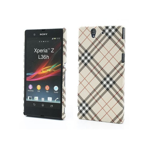 „Burberry“ stiliaus dėklas - šviesiai rudas (Xperia Z)