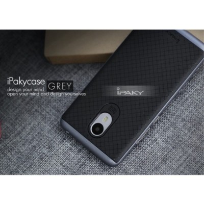 Meizu m3 note „IPAKY“ kieto silikono TPU juodas (pilkais apvadais) dėklas - nugarėlė / Priedai.lt