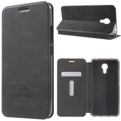 „Mofi“ Vintage serijos Meizu m3 note juodas odinis atverčiamas dėklas / Priedai.lt