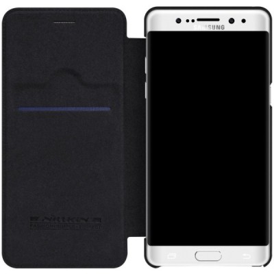 Prabangus „Nillkin“ Qin serijos juodas odinis atverčiamas Samsung Galaxy Note 7 (N930) dėklas / Priedai.lt