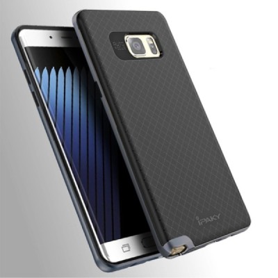 Samsung Galaxy Note 7 (N930) „IPAKY“ kieto silikono TPU juodas (pilkais apvadais) dėklas - nugarėlė / Priedai.lt