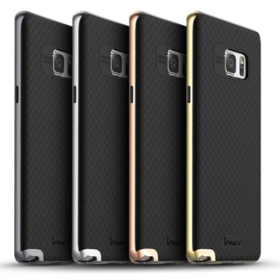 Samsung Galaxy Note 7 (N930) „IPAKY“ kieto silikono TPU juodas (pilkais apvadais) dėklas - nugarėlė / Priedai.lt