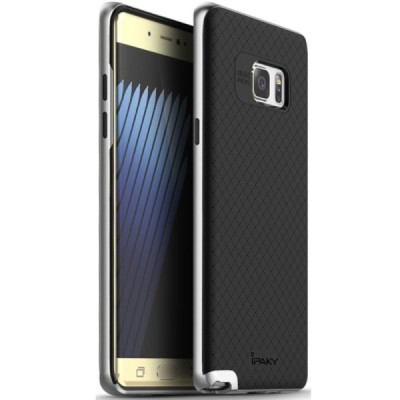 Samsung Galaxy Note 7 (N930) „IPAKY“ kieto silikono TPU juodas (sidabriniais apvadais) dėklas - nugarėlė / Priedai.lt