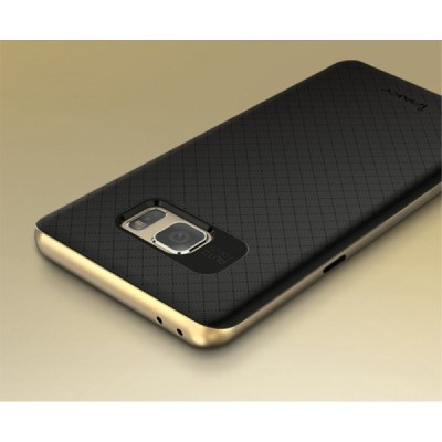 Samsung Galaxy Note 7 (N930) „IPAKY“ kieto silikono TPU juodas (auksiniais apvadais) dėklas - nugarėlė / Priedai.lt
