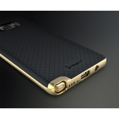 Samsung Galaxy Note 7 (N930) „IPAKY“ kieto silikono TPU juodas (auksiniais apvadais) dėklas - nugarėlė / Priedai.lt