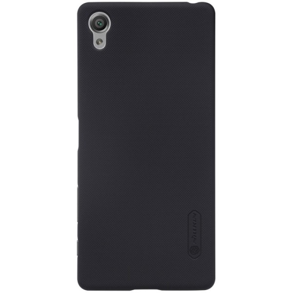„Nillkin“ Frosted Shield dėklas - juodas + apsauginė ekrano plėvelė (Xperia X)