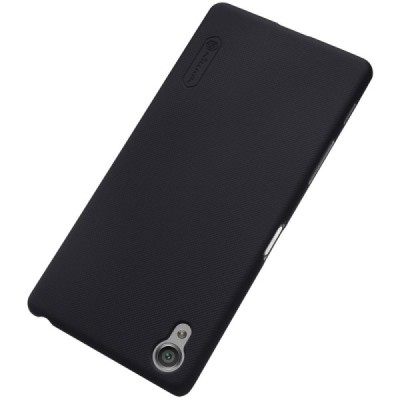 Nillkin Frosted Shield Sony Xperia X (F5121, F5122) juodas plastikinis dėklas + apsauginė ekrano plėvelė / Priedai.lt