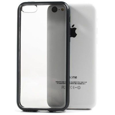 Skaidrus/juodas su kieto silikono rėmu plastikinis Apple iPhone 5C dėklas (dėkliukas) / Priedai.lt