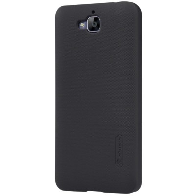 Huawei Y6 Pro (Honor Play 5X, Enjoy 5) Nillkin Frosted Shield juodas plastikinis dėklas + apsauginė ekrano plėvelė / Priedai.lt