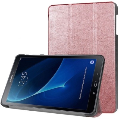 Samsung Galaxy Tab A 10.1 2016 (T580, T585) atverčiamas rožinis odinis dėklas - knygutė / Priedai.lt