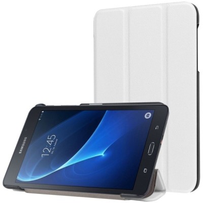 Samsung Galaxy Tab A 7.0 2016 (T280, T285) atverčiamas baltas odinis dėklas - knygutė / Priedai.lt