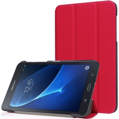 Samsung Galaxy Tab A 7.0 2016 (T280, T285) atverčiamas raudonas odinis dėklas - knygutė / Priedai.lt